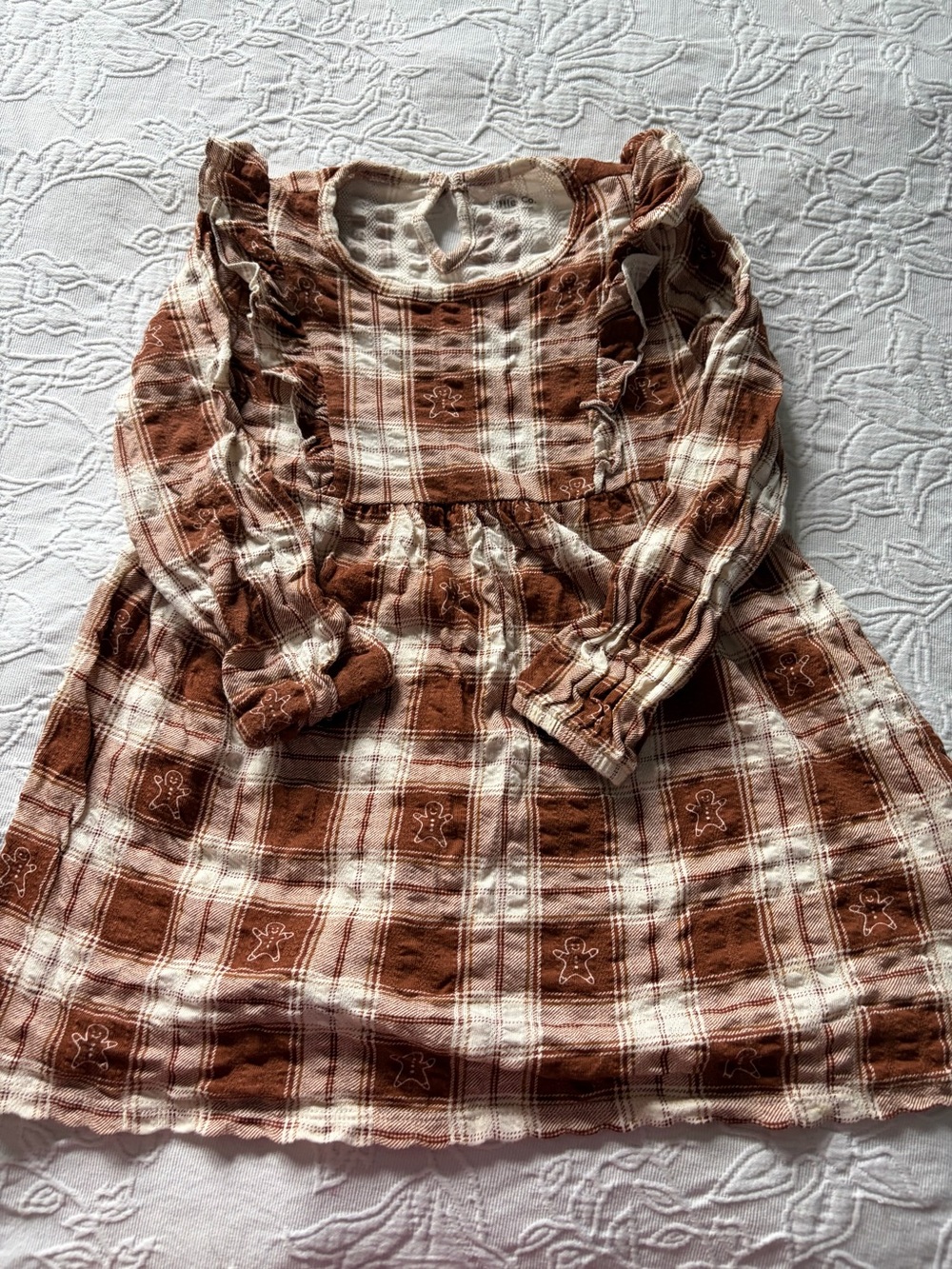 Little co 4T gingerbread Christmas Girls' Rust Plaid Long-Sleeve Dress